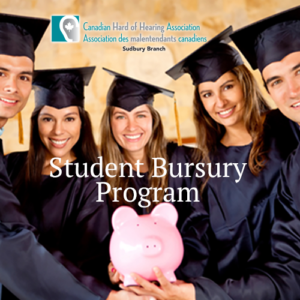 5 people (2 men at the left and right edges, 3 women in the center) wearing graduation attire, all holding onto a large pink piggy bank.